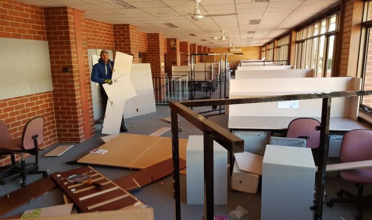 school rubbish removal in progress