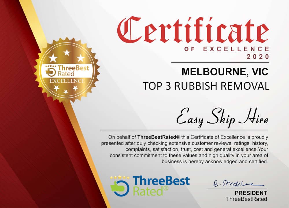 Easy Rubbish Removal certificate excellence