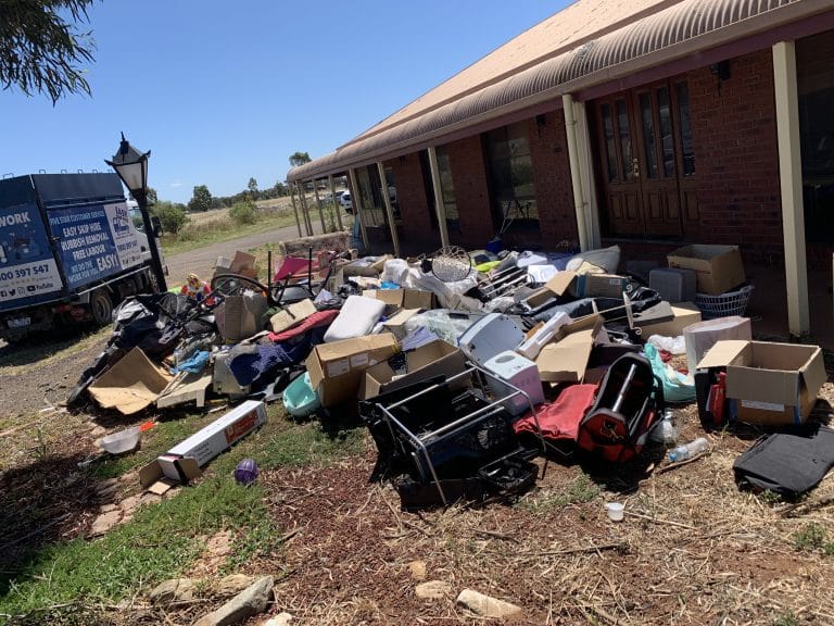 large rubbish pile from a house eviction